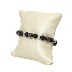 Bracelet for Man - Black beads with Avventurina - Original Murano Glass OMG