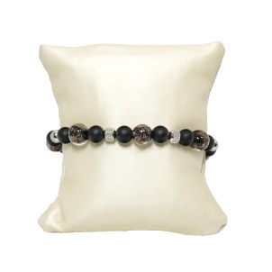 Bracelet for Man - Black beads with Avventurina - Original Murano Glass OMG