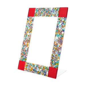 Marco de fotos «Fantasy Red» con Millefiori - vidrio fundido