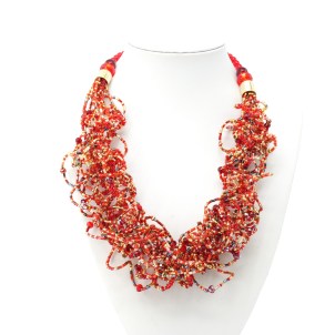 Necklace Millefili Conterie - Amar - Red & Gold - Original Murano Glass OMG