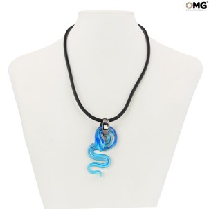 Pendente Serpente - blu - Vetro Originale di Murano Originale OMG