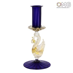 Porta Candela Blu Classico Veneziano - Vetro di Murano