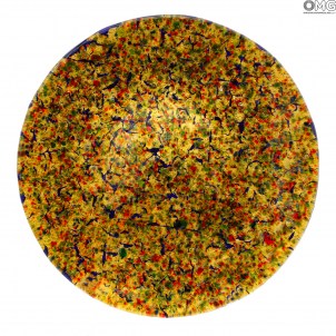 Plate Round Millefiori and pure gold 24kt - Origina Murano Glass dish  Fruits holder