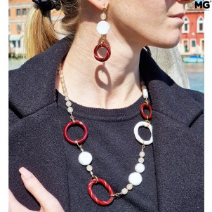 Orecchini Peros - bianco e marrone - Vetro di Murano Originale 