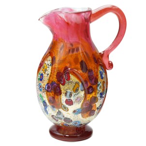Harmony - Ruby - Pitcher Murano Glass - Millefiori and silver decoration