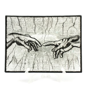 Centrotavola Giudizio Universale - Tributo a Michelangelo - Con foglia argento  - Original Murano glass - OMG