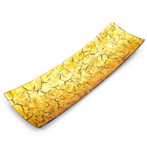 Plate Rectangular Yellow Amber & Gold - Murano Glass