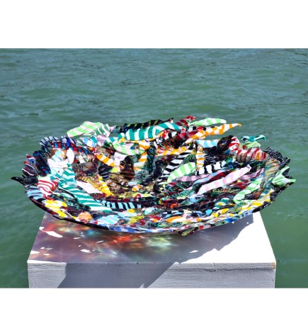 Plate Intrecci - Multicolor - Origina Murano Glass dish  Fruits holder
