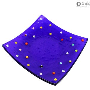 Plato azul de Murano - Cristal Millefiori - Cristal de Murano original