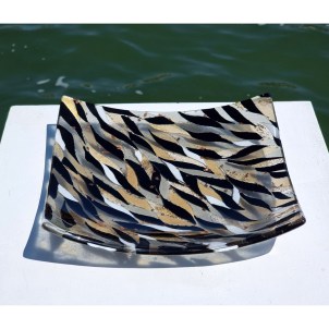 Plato Nuance - Negro - Vidrio de Murano original OMG