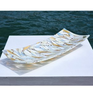 Plato Nuance Long - Blanco - Vidrio de Murano original OMG