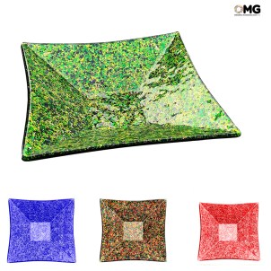 Square Plate Athena - Gold 24 kt - Original  Murano Glass OMG