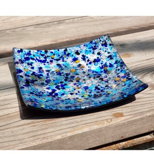 Plato cuadrado azul claro y plateado - Empty pockets - Vidrio de Murano