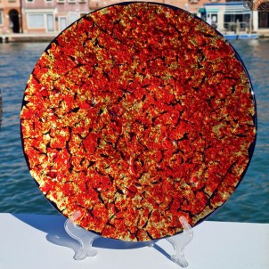Plate Round Red - pure Gold - Original Murano Glass -  Fruits holder
