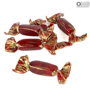 5 caramelle - Rosse & Oro - vetro di Murano