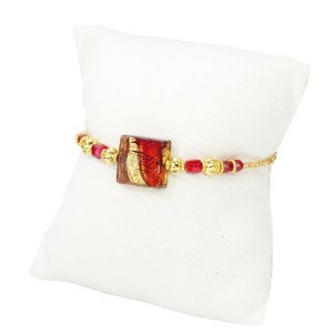 Bracciale Emily - Rosso e Oro - Vetro di Murano Originale OMG