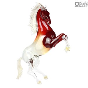 Cavallo Reale - Rosso - Vetro di Murano orginale OMG