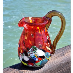 Pitcher Red Glass Mix Colors Glass