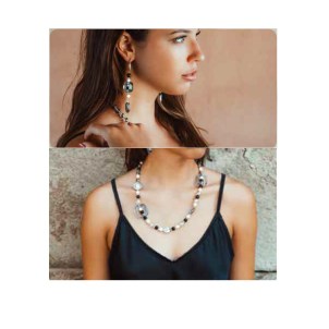 Necklace Riga - Light blue and Silver - Original Murano Glass OMG