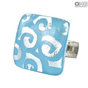 Ring Charming - Light Blue - Original Murano Glass OMG