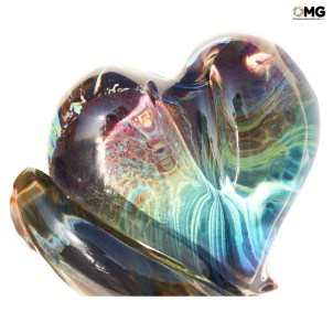Corazón de amor - Vidrio de calcedonia - Vidrio de Murano original Omg