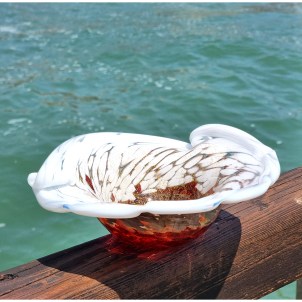 ligure - centrotavola Soffiato rosa e oro  - Original Murano Glass