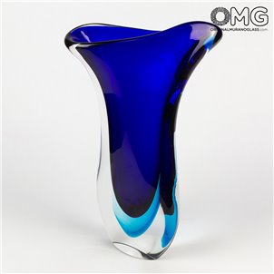 Vaso Cobra - Blu Profondo Sommerso - Vetro di Murano Originale OMG