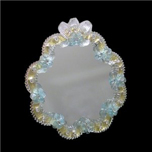 Fiore Regina Elisabetta - Specchio Veneziano da tavolo in vetro di Murano