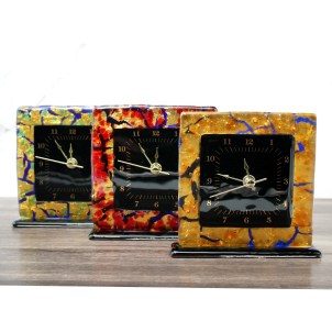 Table Desk Shelf Table Clock - Amber - Murano Glass watch