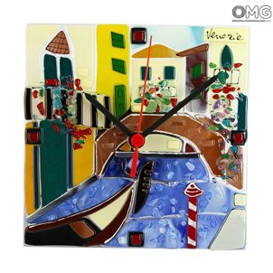 Reloj de mesa - Vista de Venecia - Cristal de Murano original OMG