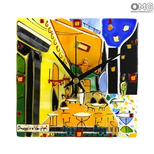 Reloj de mesa - Café de Van Gogh - Vidrio de Murano original OMG
