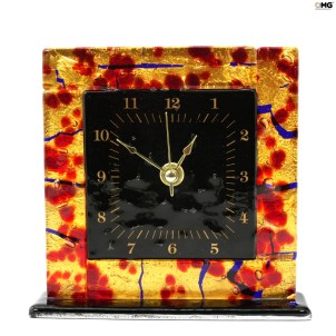 Reloj de mesa con estante - Rojo - Vidrio de Murano original OMG