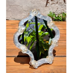  Specchio Fortuni Veneziano da tavolo cristallo e foglia oro