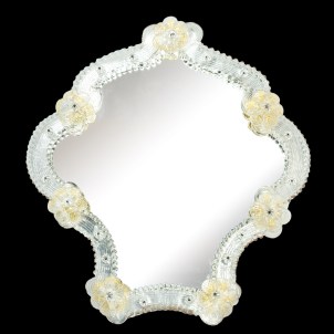  Specchio Fortuni Veneziano da tavolo cristallo e foglia oro
