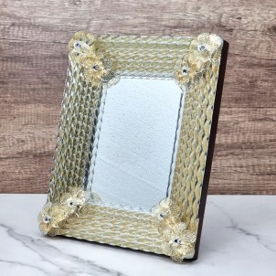  Specchio Gerlio Veneziano da tavolo cristallo e foglia oro 24 kt