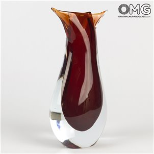 Vaso Fish - Rosso Sommerso - Vetro di Murano Originale OMG
