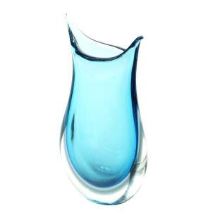 Vaso Rondine - Celeste Sommerso - Vetro di Murano Originale OMG