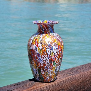 Vaso con Millefiori con oro - vetro di Murano originale