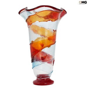Vaso Ulysses - Sbruffi Arancione - Vetro di Murano Originale OMG