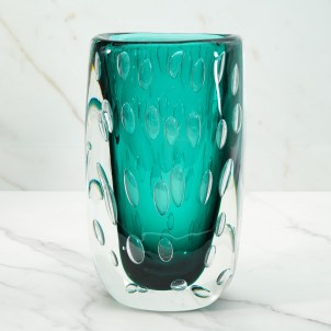 Vaso Bolle - Petrolio - Sommerso - Vetro di Murano Originale OMG