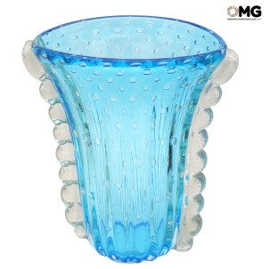 Vase Vulcano Light blue - Gold - Original Murano Glass OMG 