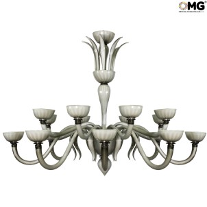 Venetian Chandelier white and grey - Original Murano Glass OMG
