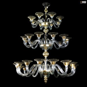 Venetian Chandelier Imperiale Gold Firenze Multilevel  - Original Murano Glass OMG