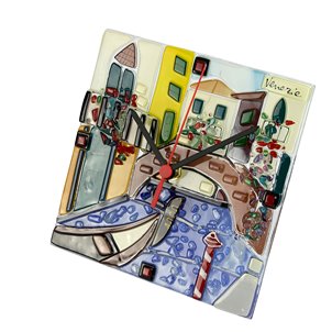 Reloj de mesa - Vista de Venecia - Cristal de Murano original OMG