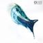 Fish Abstract Sculpture - Light Blue - Original Murano Glass