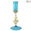 Classic Venetian Blue Candle Holder - Murano Glass