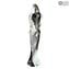 Scultura di amanti grande - abbraccio bianco nero - Vetro di Murano Arte