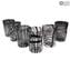 Lines Glasses Set - Black Tumblers - Original Murano Glass