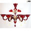Venetian Chandelier Dasy Red and pure gold - Murano Glass