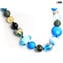Collana Noemi Azzurro - Con foglia oro - Vetro di Murano Originale OMG